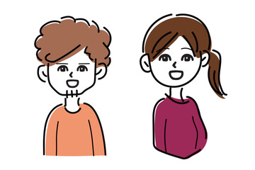 笑顔でこちらを見つめる若い男女のカップル