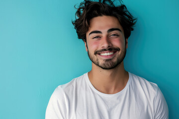 Obraz premium A close up portrait of a young man with a subtle smile