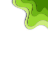 Modern 3d paper cut art template with abstract curved shapes, green color. Eco design concept for flyers, banners, presentations and posters. Vector illustration. Eps10