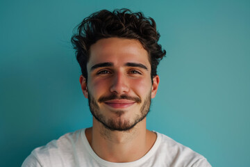 Fototapeta premium A close up portrait of a young man with a subtle smile