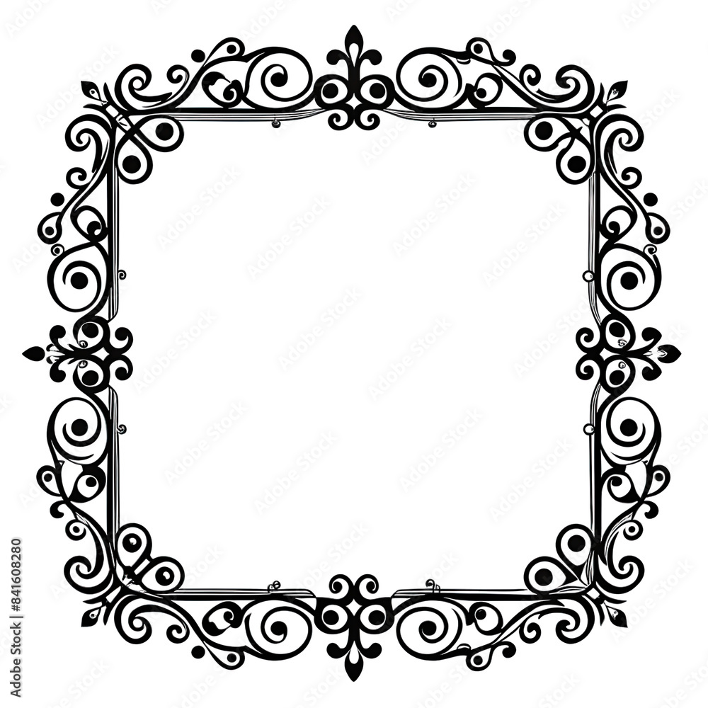Aufkleber a simple black and white vector illustration of an elegant swirling border frame. the ornate frame i