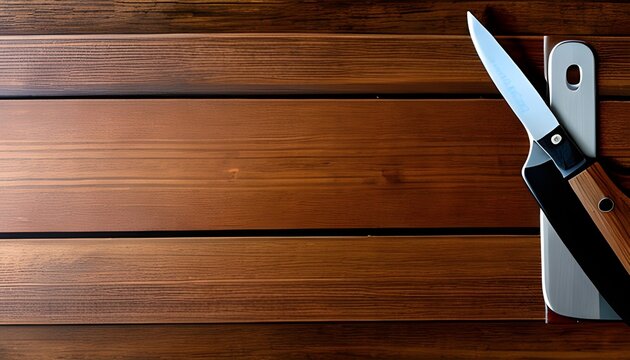 knife on a wooden background