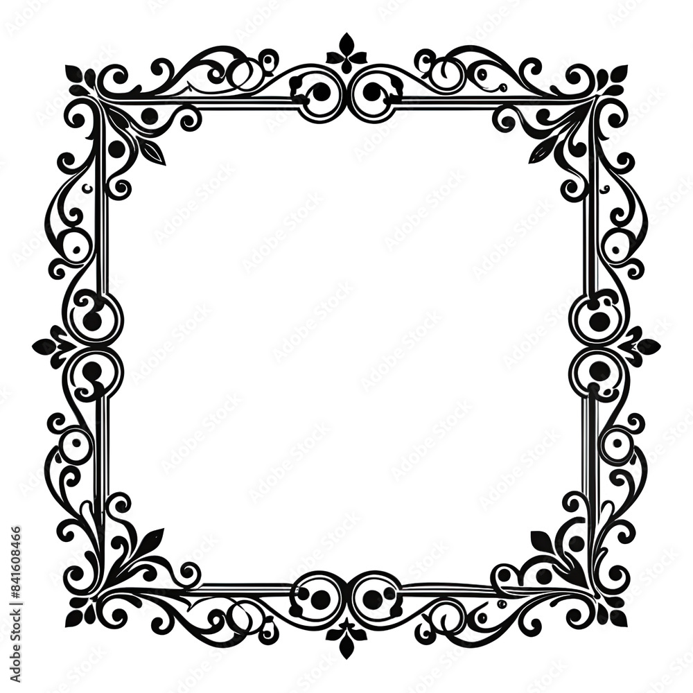 Aufkleber a simple square frame with an intricate, elegant black and white design. the frame features ornate s