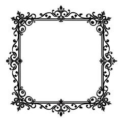 A simple, elegant square frame with black floral motifs on a white background. The frame is perfect for adding a touch of sophistication to any design project. Generative AI