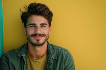 Obraz premium A close up portrait of a young man with a subtle smile