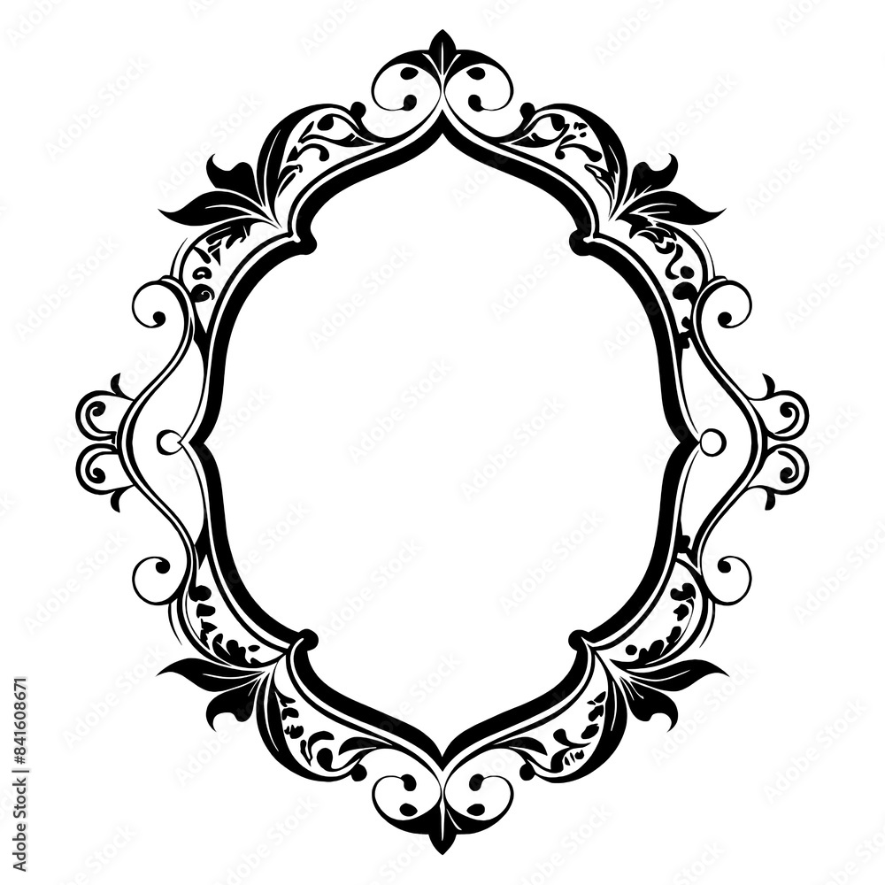 Poster this illustration depicts a decorative frame with an intricate floral design, perfect for adding a t