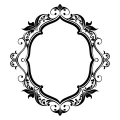 This illustration depicts a decorative frame with an intricate floral design, perfect for adding a touch of elegance to any project. The frame features elaborate swirls and flourishes, creating a clas