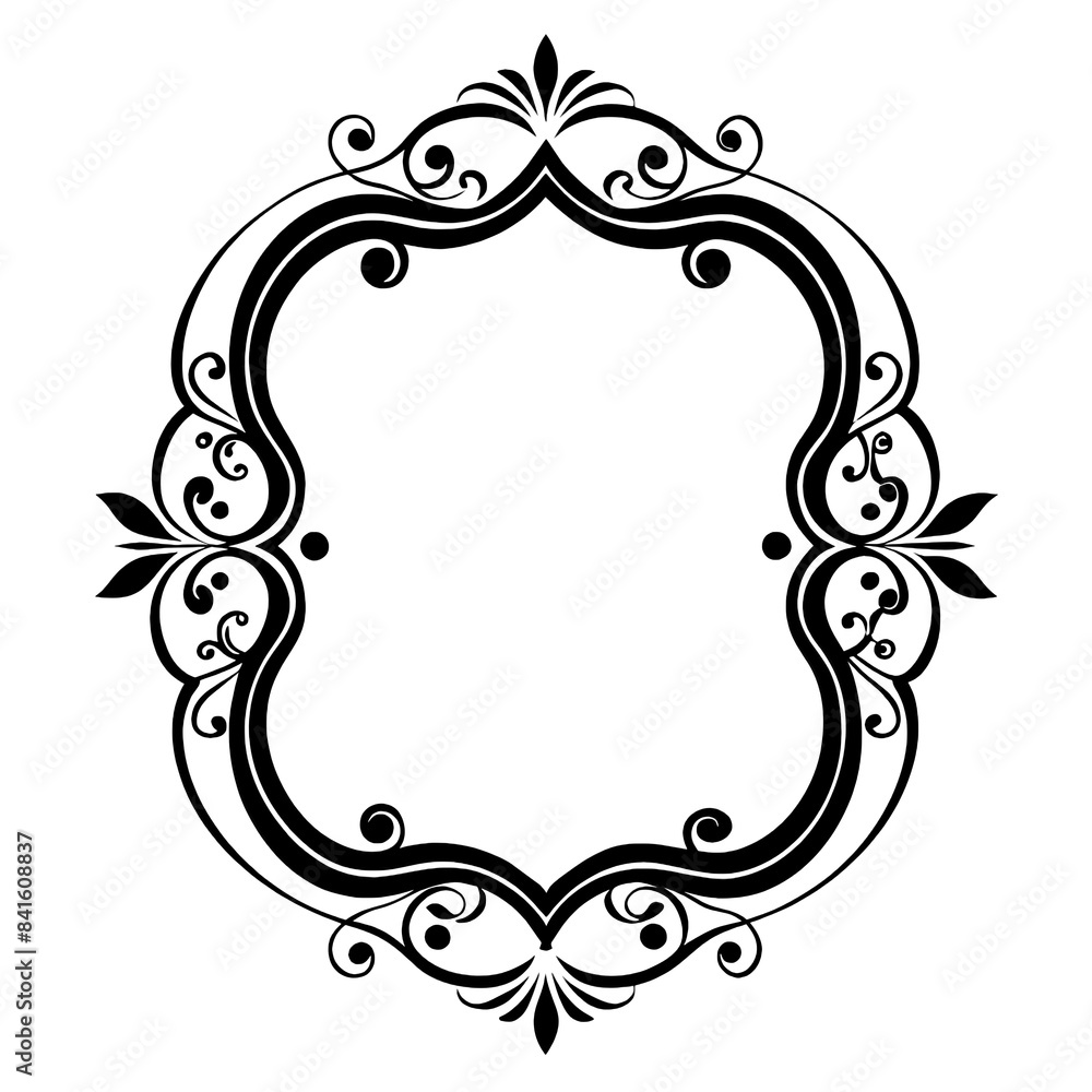 Poster a decorative frame with a black and white floral design, perfect for adding a touch of elegance to a