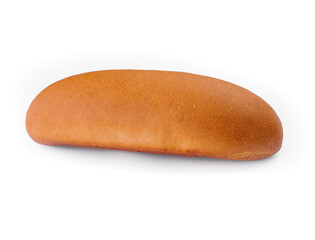 Fresh baked wheat sub roll on white background