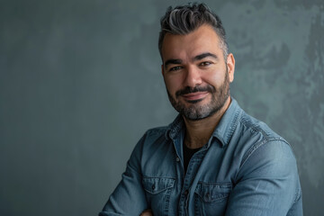 Fototapeta premium A close up portrait of a young man with a subtle smile