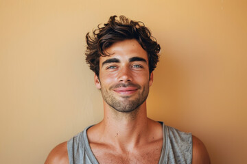 Obraz premium A close up portrait of a young man with a subtle smile