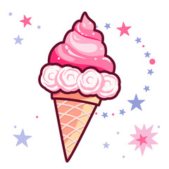 Summer weekend party element cute ice cream cone vector icon