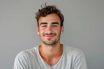 Fototapeta premium A close up portrait of a young man with a subtle smile