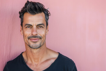 Fototapeta premium A close up portrait of a young man with a subtle smile