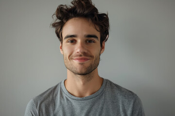 Fototapeta premium A close up portrait of a young man with a subtle smile