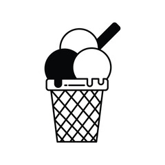 ice cream icon with white background vector stock illustration