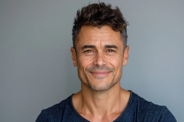 Fototapeta premium A close up portrait of a young man with a subtle smile