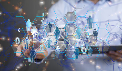 Business intelligence analyst dashboard on virtual - neural network exposure digital