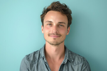 Obraz premium A close up portrait of a young man with a subtle smile