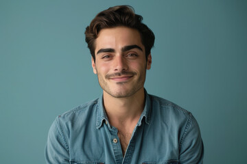 Fototapeta premium A close up portrait of a young man with a subtle smile