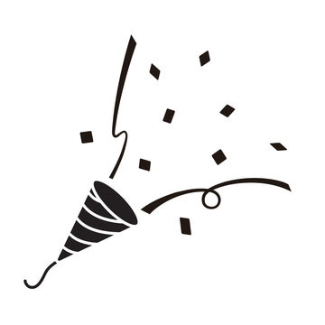 recommend clip art: パーティークラッカーのモノクロシルエットのベクターイラスト