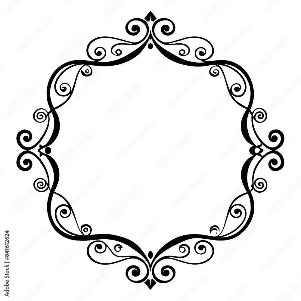 Aufkleber an intricate, black and white design of a swirl frame. designing black colored frame on transparent 
