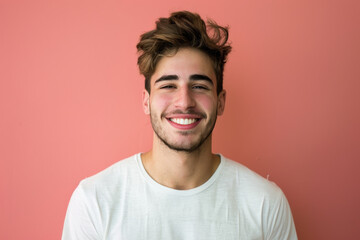Obraz premium A close up portrait of a young man with a subtle smile