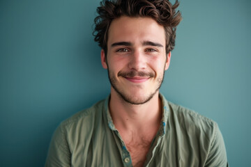 Obraz premium A close up portrait of a young man with a subtle smile