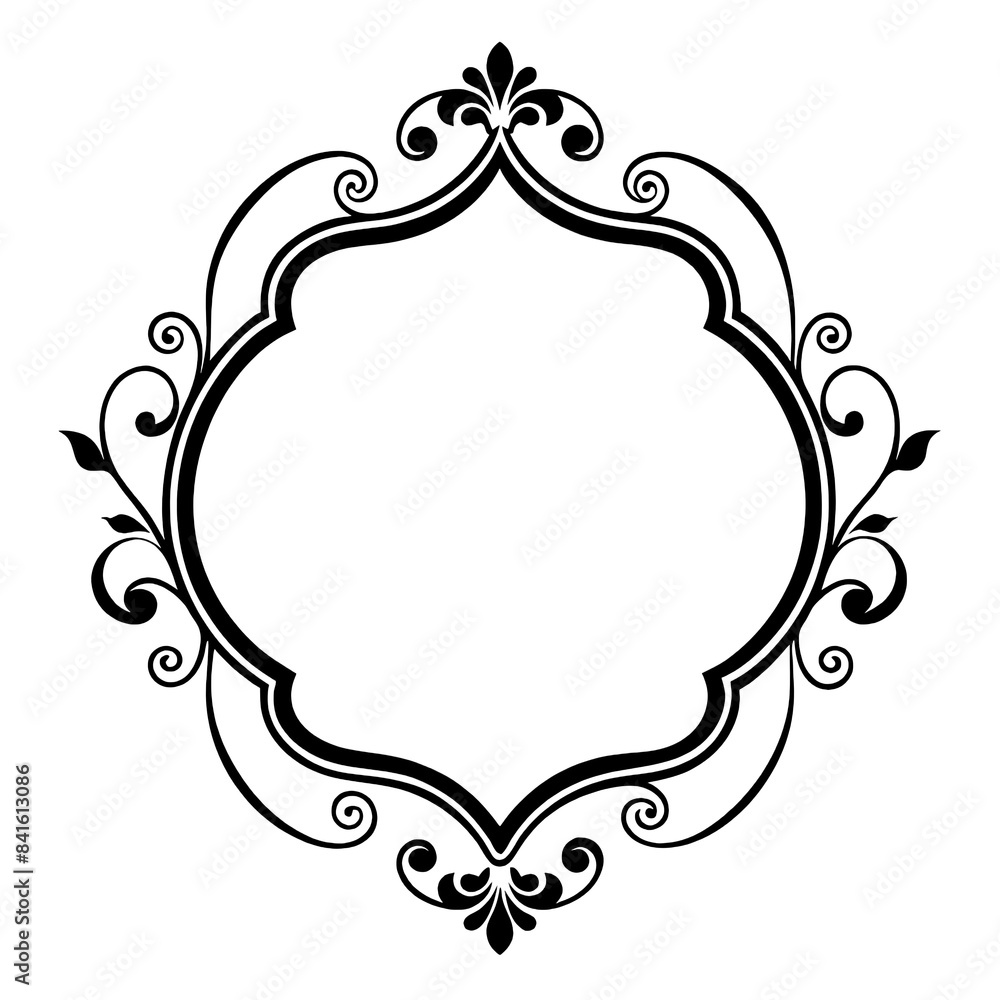 Aufkleber a classic, black and white image of an ornate, elegant frame with a blank space in the center for te