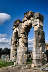 Some architectural details of the imposing Campanian Amphitheater of Capua (Italy) which represent exceptional testimony to Roman engineering and architecture