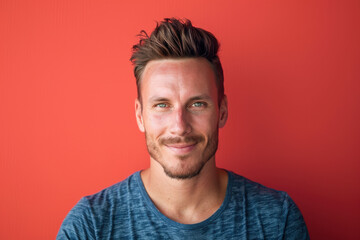 Fototapeta premium A close up portrait of a young man with a subtle smile