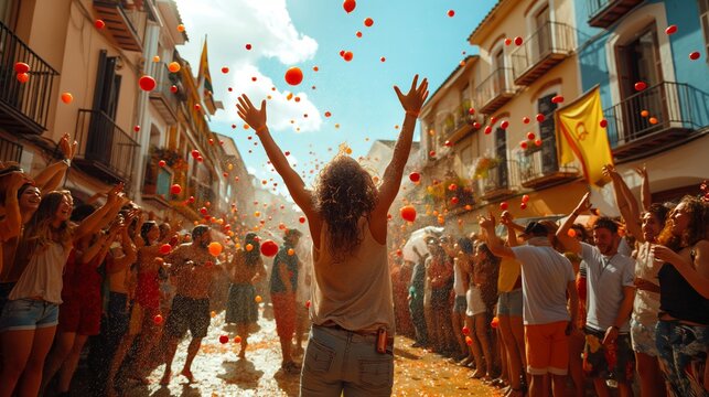 happy people on the La Tomatina festival