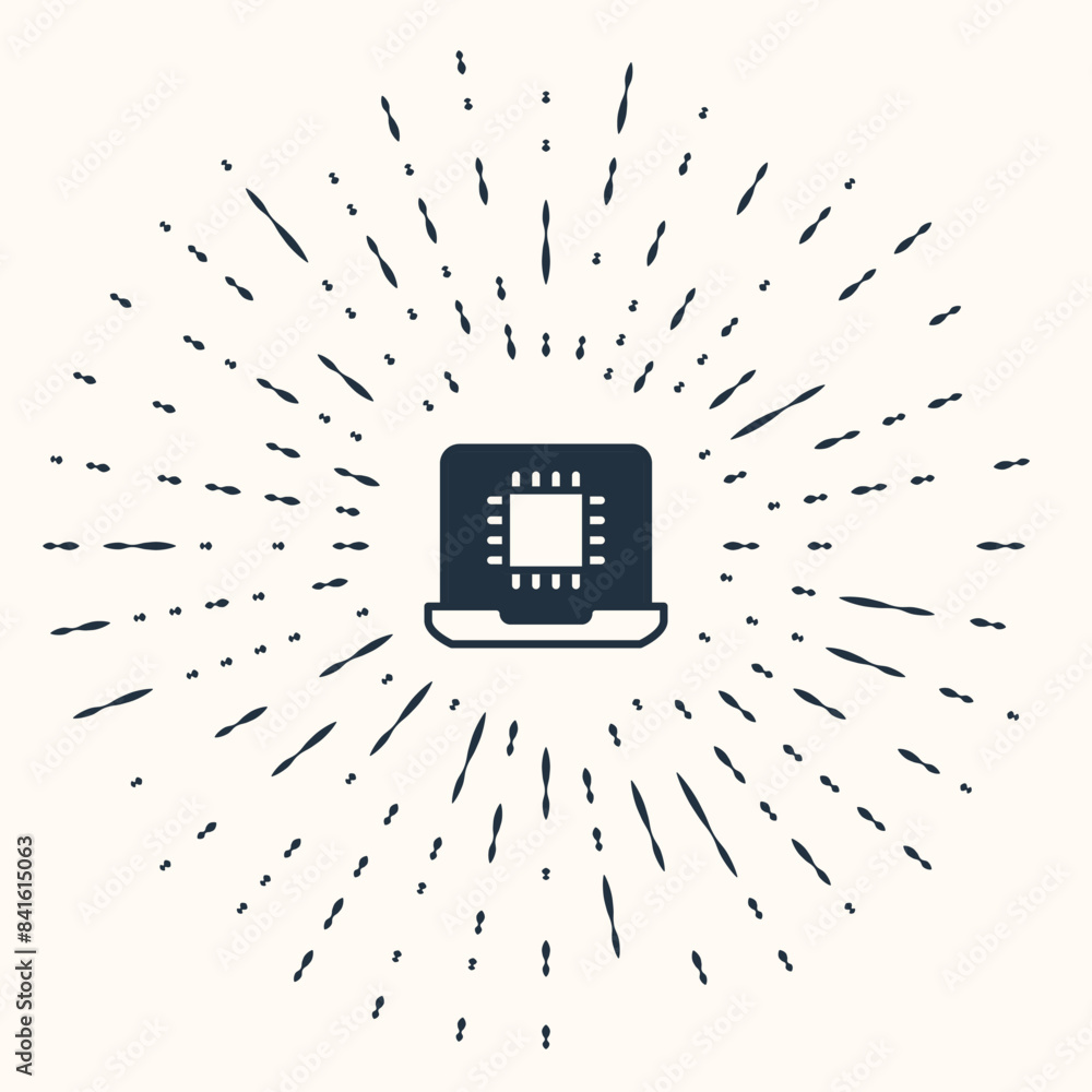 Poster grey computer processor with microcircuits cpu icon isolated on beige background. chip or cpu with c