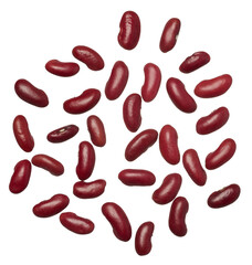 Raw red beans on isolated background, top view