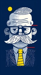 Fototapeta premium An illustration of a man with a mustache, wearing a suit and tie