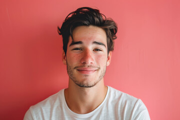 Obraz premium A close up portrait of a young man with a subtle smile