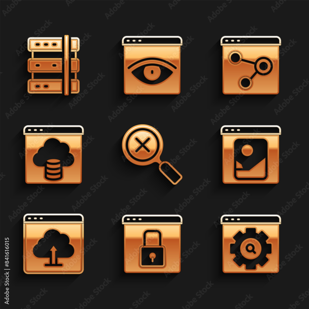 Aufkleber set magnifying glass and delete, secure your site with https, ssl, browser setting, photo retouching