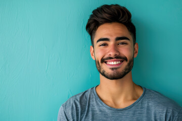 Obraz premium A close up portrait of a young man with a subtle smile