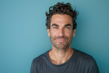 Obraz premium A close up portrait of a young man with a subtle smile
