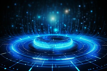 Futuristic blue circle glowing with stars