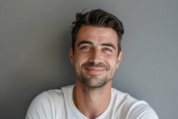 Fototapeta premium A close up portrait of a young man with a subtle smile