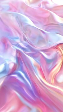 slow motion  soft satin waves, light effect, holographic colors, texture with smooth flowing patterns, background design, fashion and digital art , shiny surface