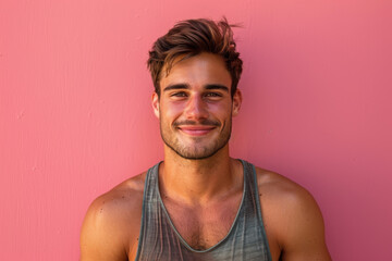 Fototapeta premium A close up portrait of a young man with a subtle smile