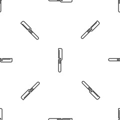 Grey line Medical saw icon isolated seamless pattern on white background. Surgical saw designed for bone cutting limb amputations and before bone grafting. Vector Illustration
