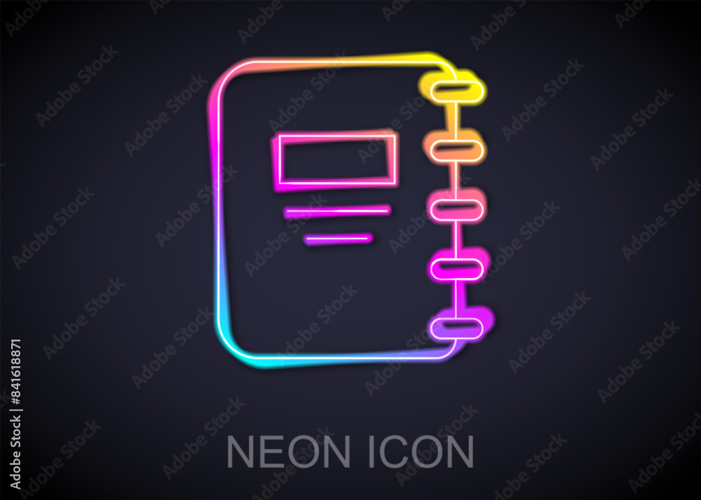 Aufkleber glowing neon line notebook icon isolated on black background. spiral notepad icon. school notebook. 