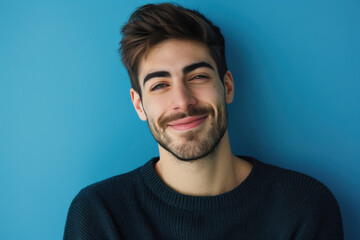Obraz premium A close up portrait of a young man with a subtle smile