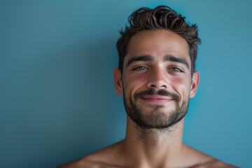 Fototapeta premium A close up portrait of a young man with a subtle smile