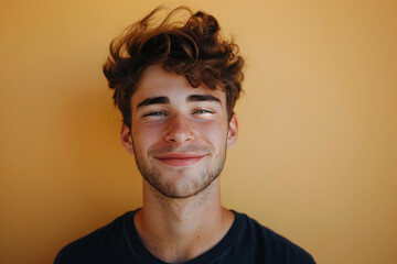 Fototapeta premium A close up portrait of a young man with a subtle smile