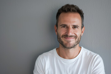 Fototapeta premium A close up portrait of a young man with a subtle smile