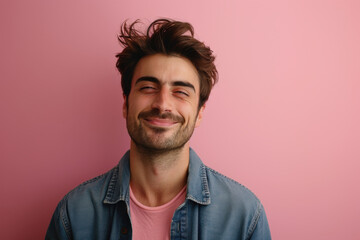 Fototapeta premium A close up portrait of a young man with a subtle smile